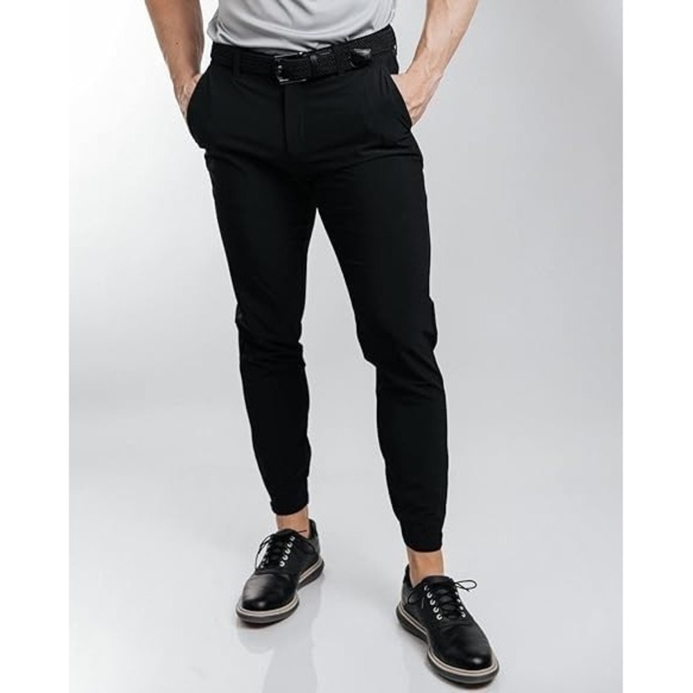 Primo Golf Jogger Men's 30S Black Ankle Zip Lightweight‎ Polyester Stretch Pants